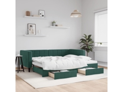Sofá Cama De Solteiro Com Gavetas Gavetão Lovely Home Madeira Veludo Verde (80x200cm)