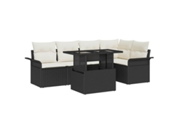 Vidaxl Conjunto De Sofá De Jardim 6 Unid. Preto
