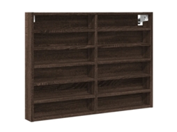Vitrine Cabinet, Vitrine Cabinets Vidaxl Marrom Madeira Processada (80 X 8.5 X 58 Cm)
