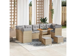Vidaxl Conjunto De Sofá De Jardim 10 Pcs Bege Vime Pe