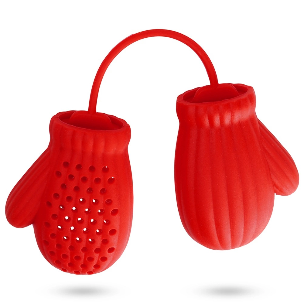 Infusor De Chá Silicone Em Formato Luva Vermelha, Fácil De Limpar, Ótima Ideia Para Presente