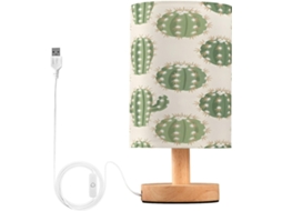 Abajur De Cabeceira Em Formato Cactus Para Quarto, Com USB C Carregamento Portas, Luminária De Mesa Cabeceira