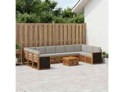 Vidaxl Conjunto De Sofás Para Exterior 8 Pcs Natural E Cinzento-claro