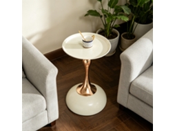 Mesa Martini Circular 38cm Base Metálica Branca para Quarto