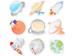 Bloco De Notas Memo - 9 Unidades - Notas Adesivas Divertidas - Tema Amplo - Escritório/escola - Presente Para Amantes De Astronomia - 30 Folhas Por Bl