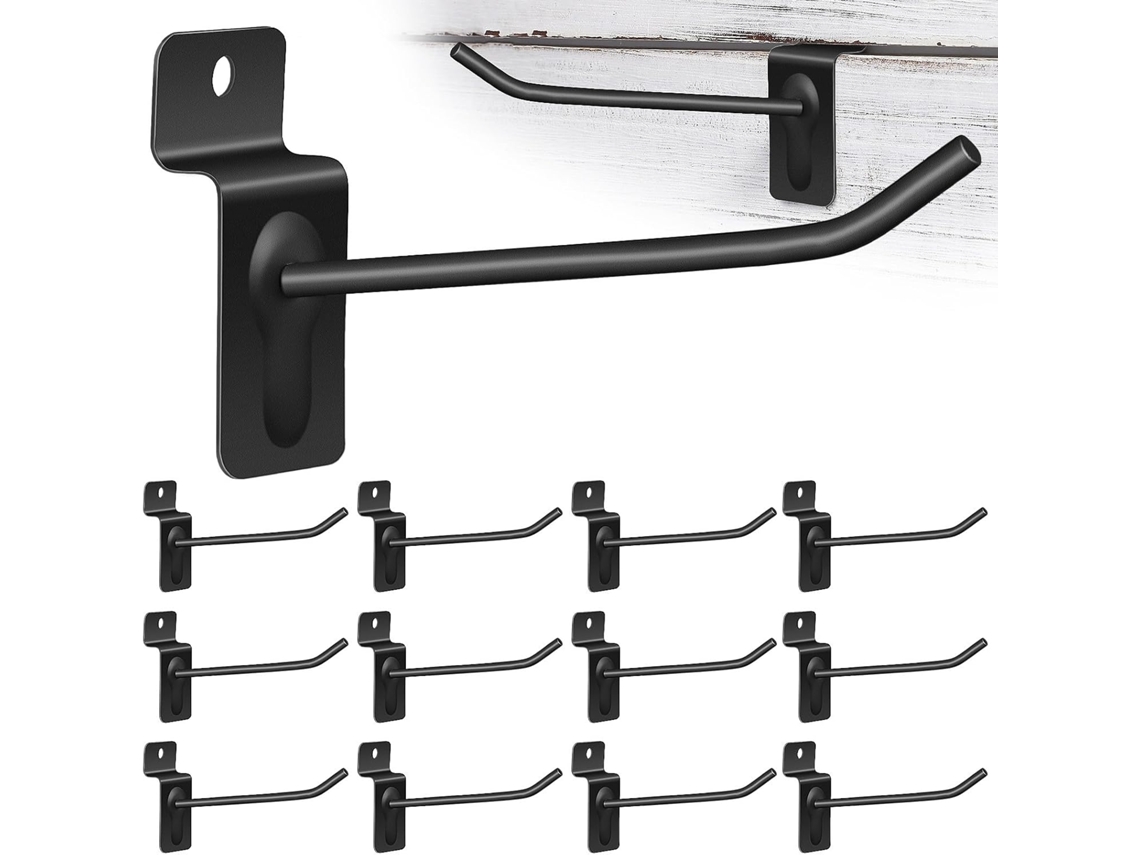 20 Ganchos De Garagem Reforçados Para Painéis Ripados, Metal Preto Cm, 10