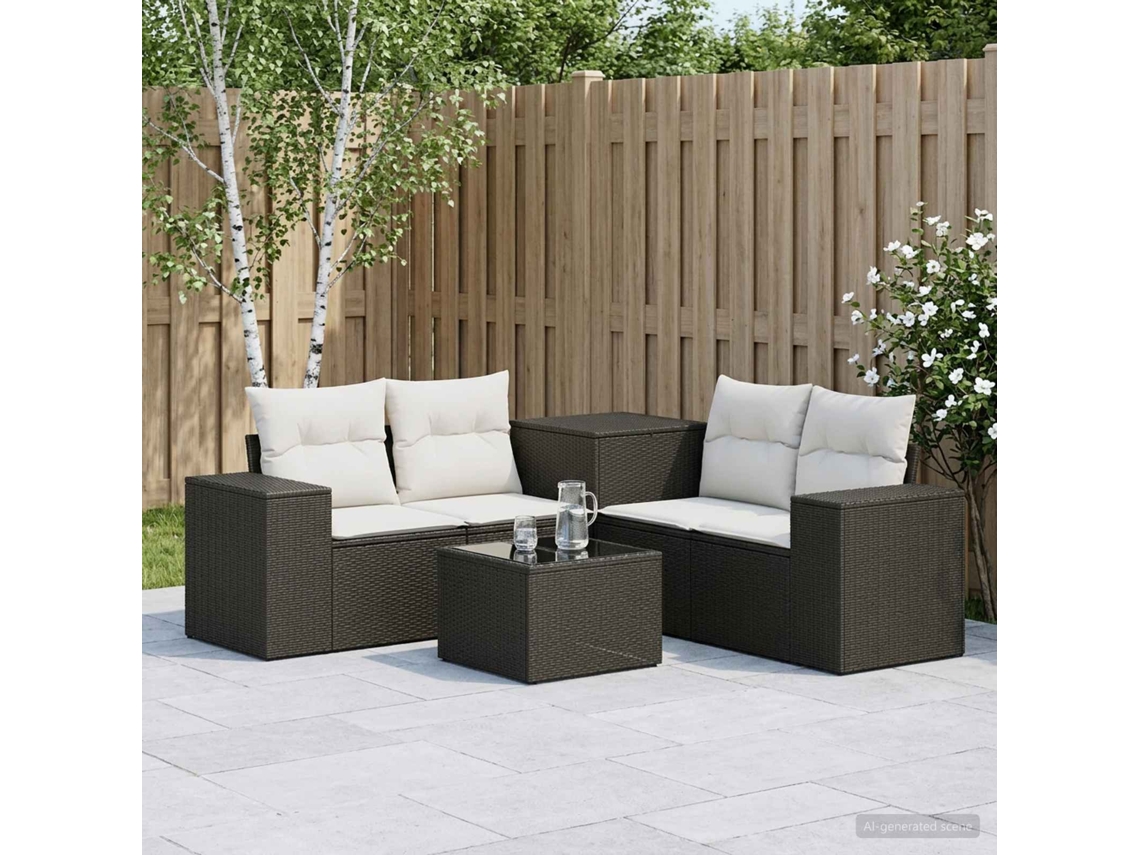 Vidaxl Conjunto De Sofás 6 Unid. Preto E Branco Creme