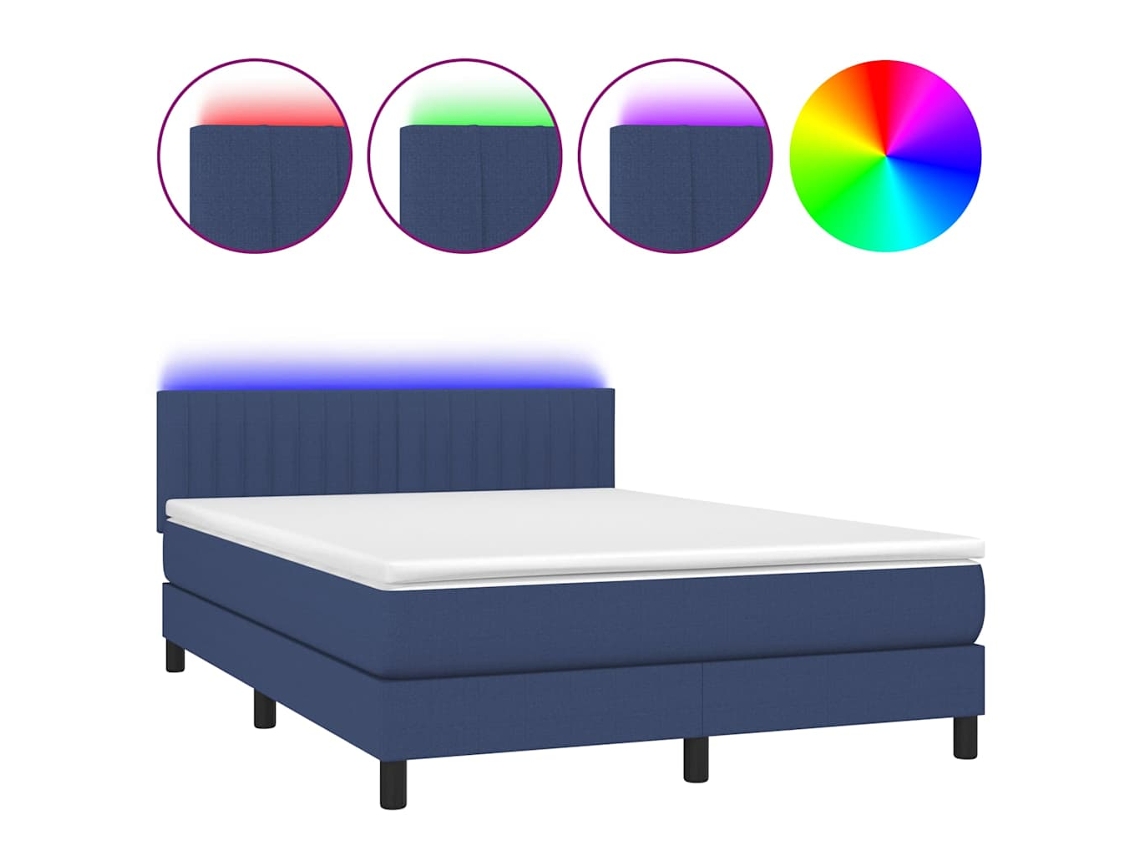 Box Spring Bed, Box Spring Beds Vidaxl Azul Tecido (140 X 200 Cm)