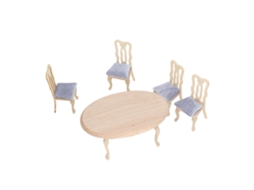 Primerox conjunto Mesa e Cadeira Miniatura 1:12 para Casinha de Boneca Madeira Decorativa