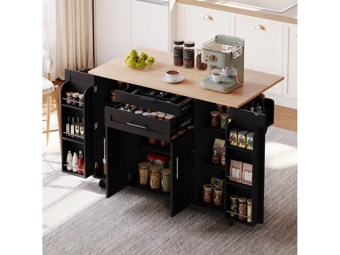Ilha Móvel Cozinha 120x45cm (réplica 2), Bancada Retrátil 70cm, Suportes.-lb