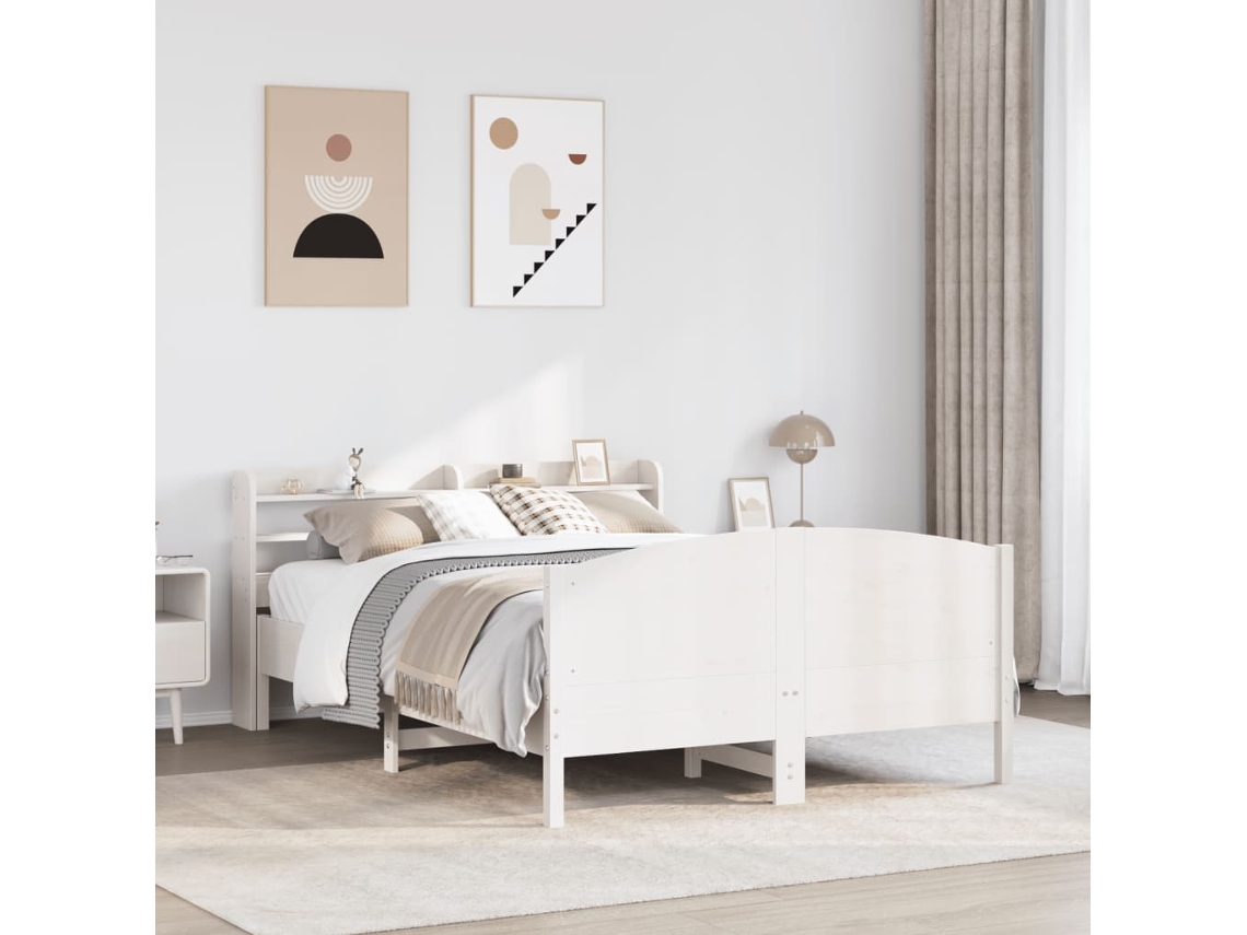 Cama Sem Colchão 120x200 Cm Madeira De Pinho Maciça Branco