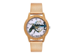 Relógio de quartzo unissex para casais com pulseira de silicone e mostrador redondo (dourado rosa)