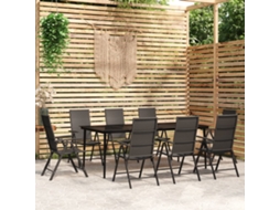 Vidaxl 9 Pcs Conjunto De Jantar Para Jardim Preto