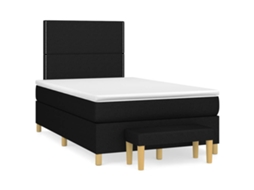 Vidaxl Cama Boxspring Com Colchão 120x190 Cm Tecido Preto
