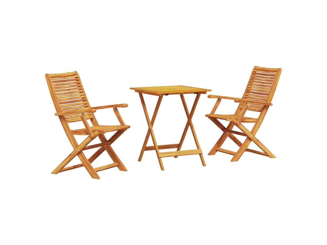 Conjunto 3 Conjunto Bistro Dobrável Vidaxl Castanho Madeira De Acácia Maciça (60 X 60 X 75 Cm)