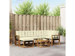 Vidaxl Conjunto De Sofás Para Exterior 7 Pcs Natural E Creme