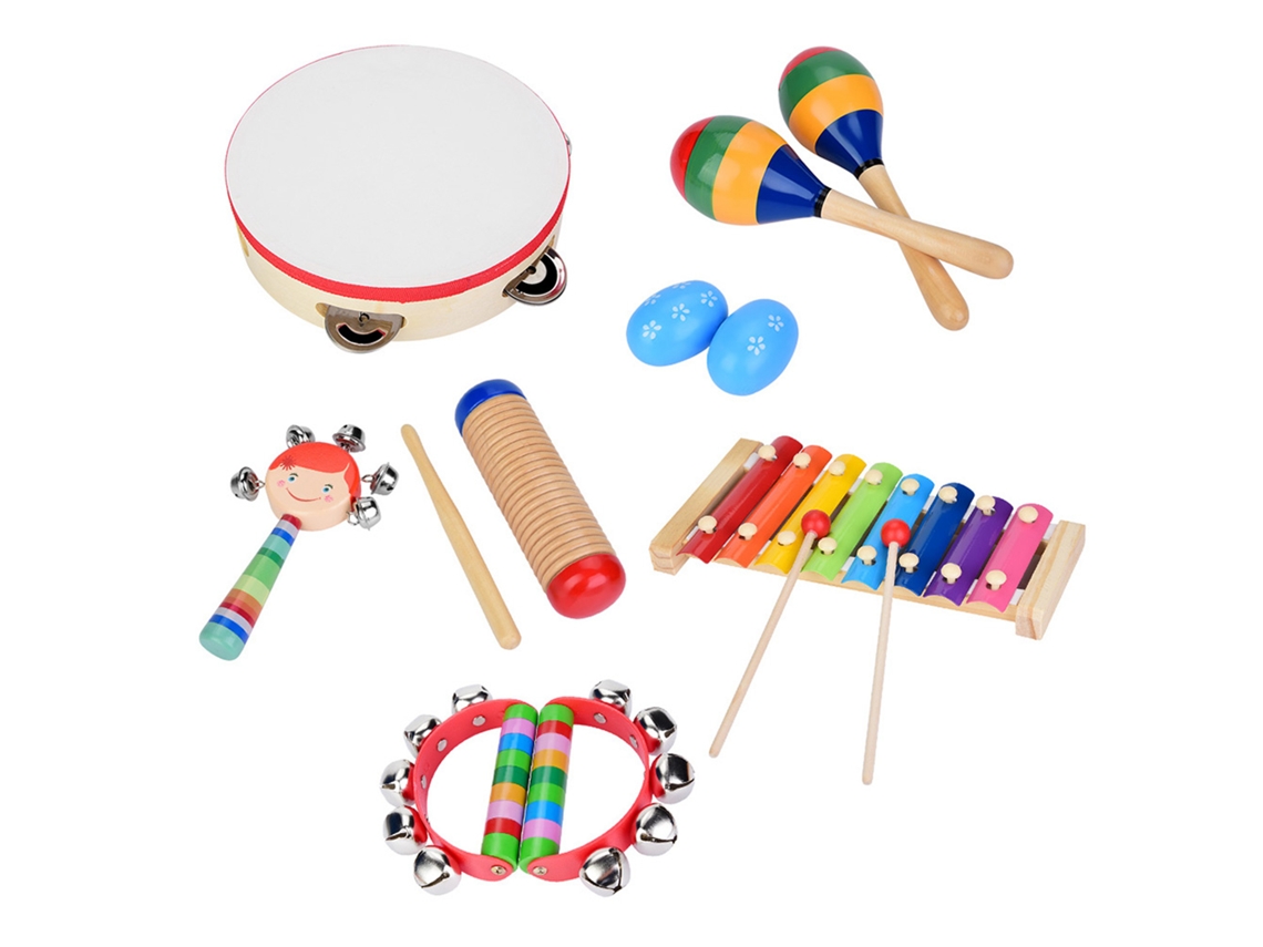 Primerox instrumentos Musicais de Madeira para Crianças 13 Peças Brinquedos Educacionais de Percussão