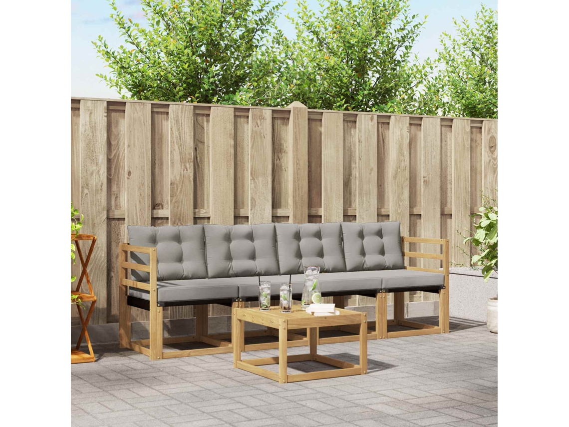 Vidaxl Conjunto De Sofás Para Exterior 5 Pcs Branco E Cinzento-claro