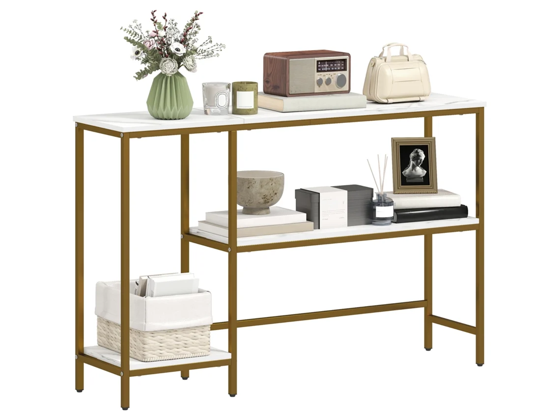 Mesa de Console CHEZMOI com 3 gavetas e tampo em madeira (100x35x76,5 cm)