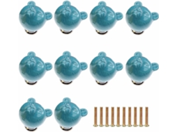 Conjunto De 10 Puxadores Cerâmica Em Formato Cabeça Urso Para Armários, Material Moderno, Fáceis De Instalar, Ideais