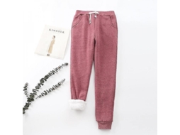 Calça de moletom feminina Rebe com forro de sherpa, tamanho 3XL, cor vinho.