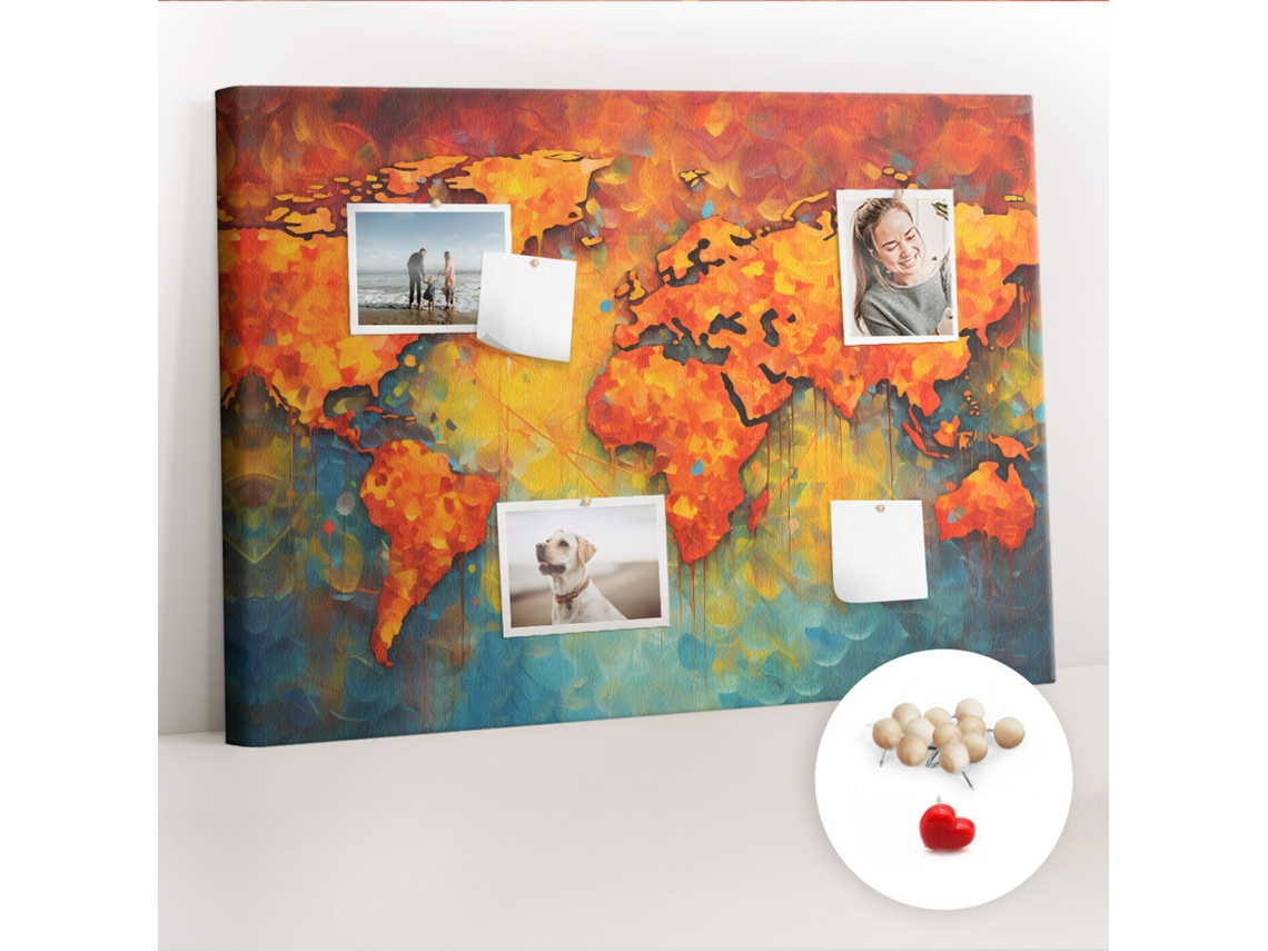 Lousa De Cortiça Mapa-múndi Decorativo Para O Corredor Espelharte (70x100 Cm)
