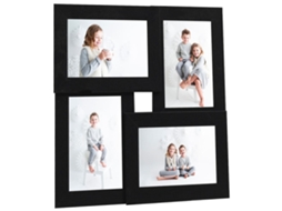 Vidaxl Moldura Para 4x(10x15 Cm) Fotografias Mdf Preto