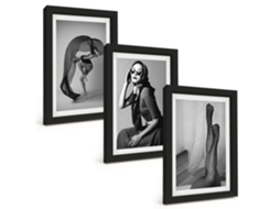 Composição De Quadros Na Parede Retratos De Mulheres Em Preto E Branco Moldura Preta Pinturas De Quarto Espelharte (3 Peças 20x30 Cm)