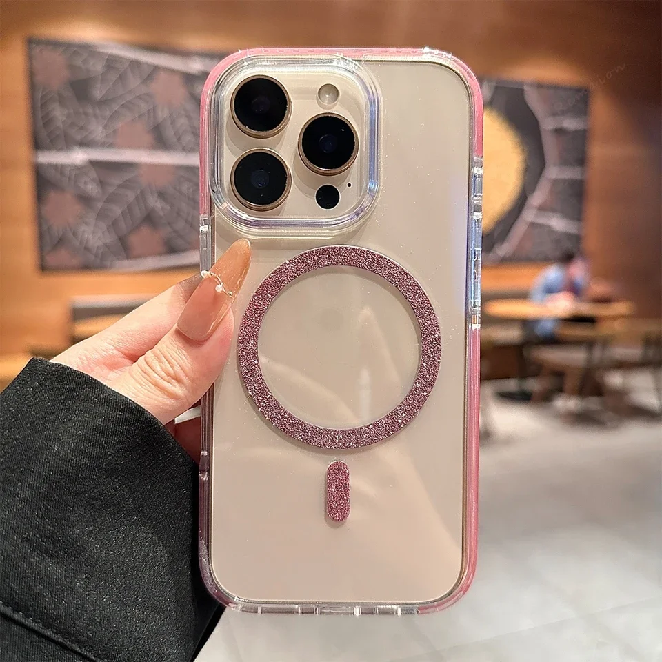 Capa Magnética Para Celular (iphone 16 Plus Rosa), Capa Protetora, Capa À Prova De Choque.