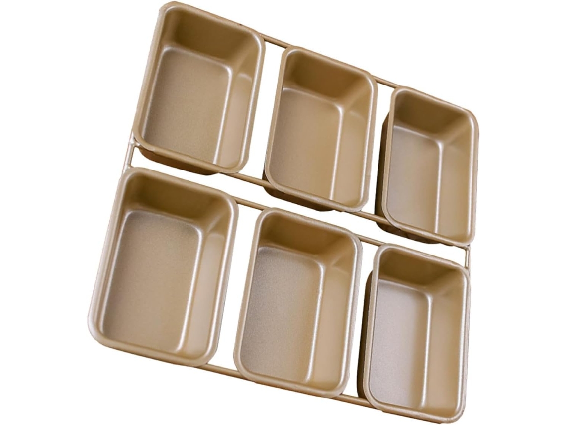 Forma Retangular Para Bolo Com 6 Compartimentos, Ideal Para Assar De Forma Saudável, Com Revestimento Antiaderente.