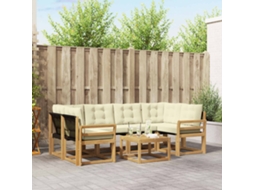 Vidaxl Conjunto De Sofás Para Exterior 7 Pcs Branco E Creme