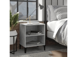 Vidaxl Mesa De Cabeceira C/ Pernas Em Metal 40x30x50 Cm Cinza Cimento
