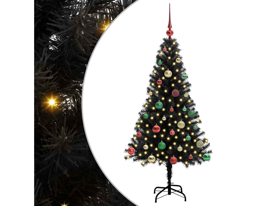 Árvore De Natal Artificial Com Led Vidaxl Preto Pvc (150 Cm)