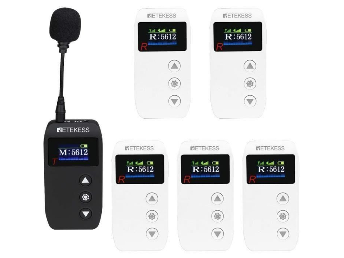 Tt110 Sistema De Guia Turístico Equipamento De Tradução De Igreja 24g Para Reunião De Fábrica Retekess (1 Transmissor 5 Receptores)