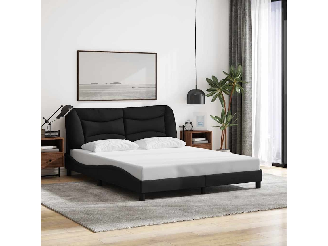 Vidaxl Estrutura De Cama Sem Colchão Hvar 160x200 Cm Tecido Preto