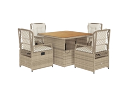 Garden Dining Set, Garden Dining Sets Vidaxl Bege Rattan / Vime (mesa Com 110 Cm De Comprimento)