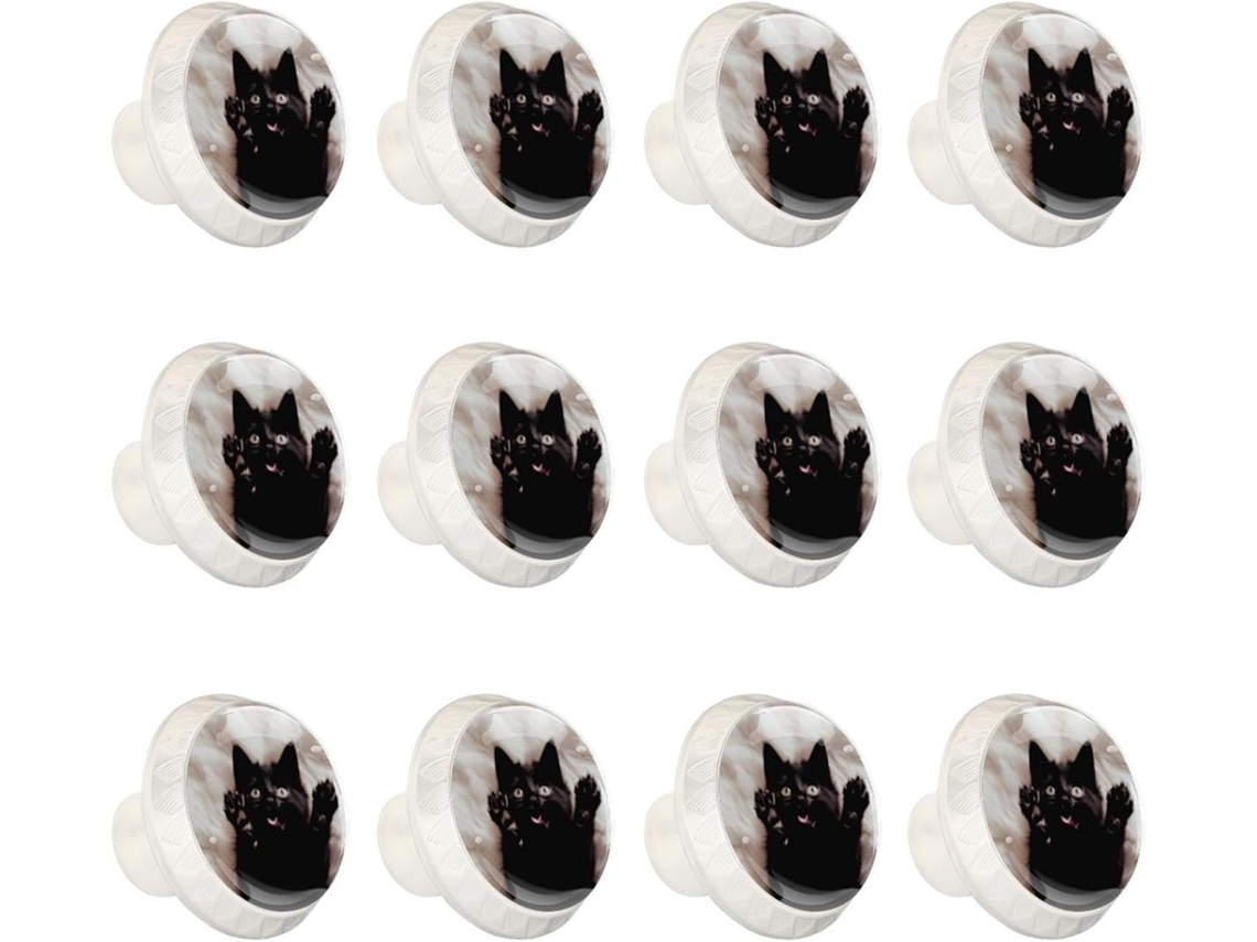 Puxadores Redondos Para Armários De Cozinha, Puxadores Para Armários E Gavetas, 12 Peças, Gatinho Preto, Puxadores Para
