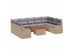 Vidaxl Conjunto De Sofá De Jardim 10 Unid. Bege Vime Pe