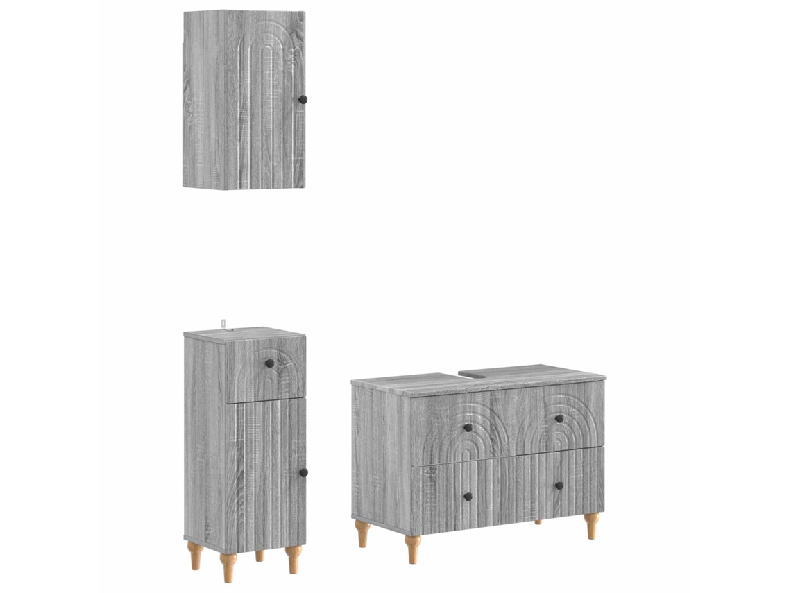 Vidaxl Conjunto De Armários Para Banheiro Com 3 Peças Alkmaar