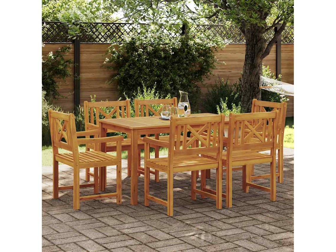 Vidaxl Conjunto de Jantar para Jardim 7 Pcs Castanho