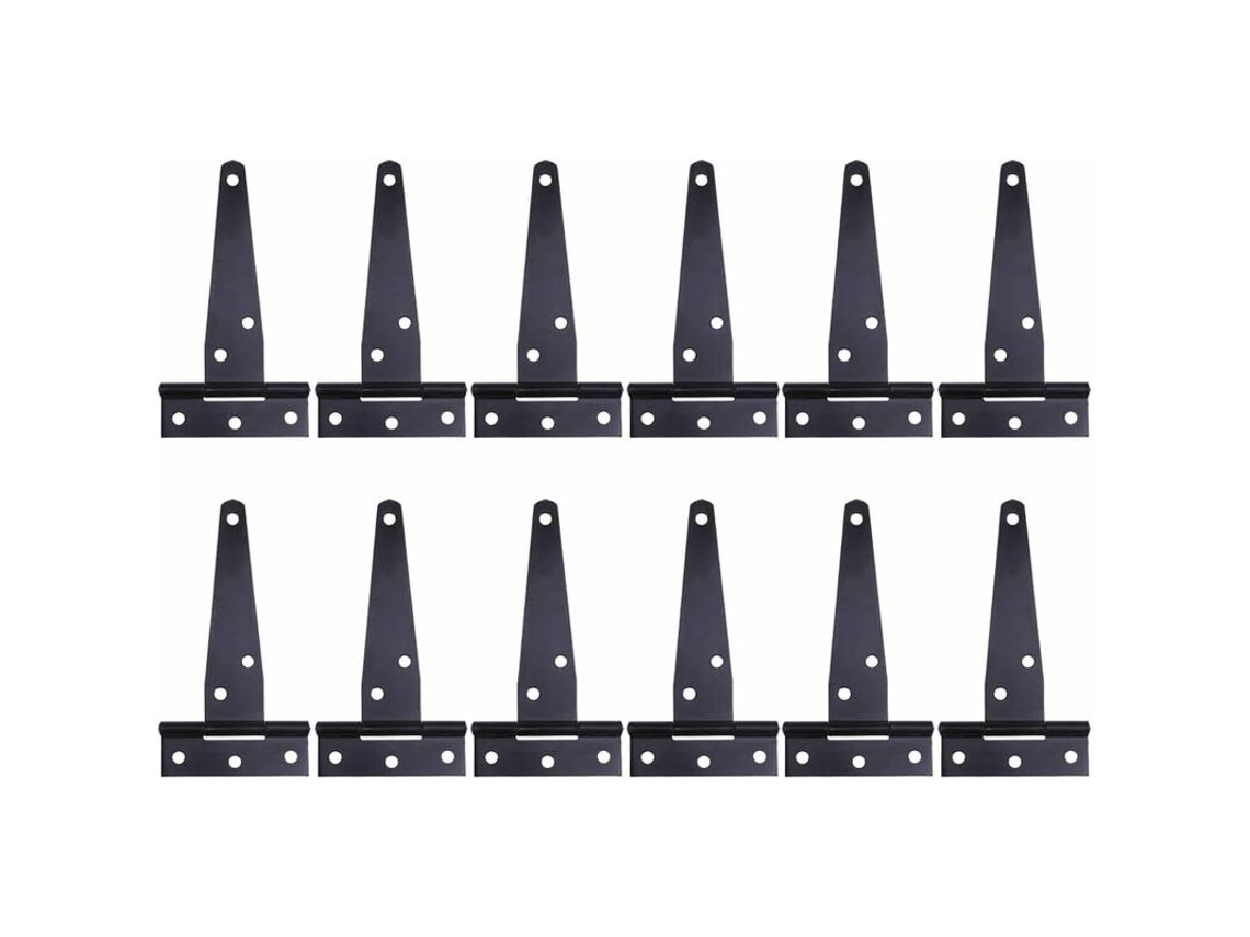 Conjunto De 12 Dobradiças Triangulares Galvanizadas Pintadas De Preto, 10 Cm, 4 Polegadas, Em T, De Metal, Ferro, Aço Inoxidável