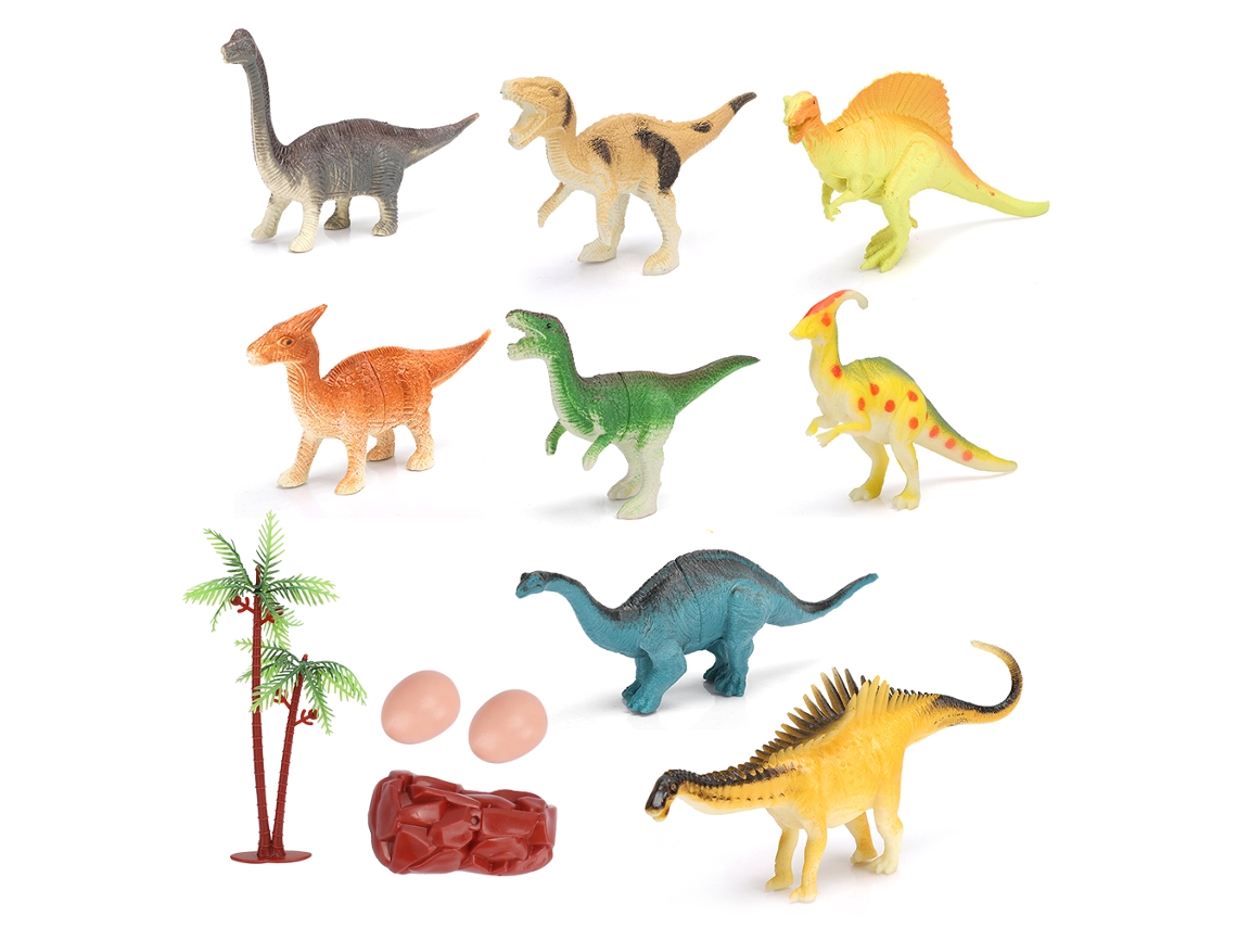 Primerox 8pcs Brinquedo de Dinossauro em Miniatura com Ovos e Base para Crianças 3 Anos+