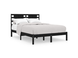 Estrutura De Cama Vidaxl Preto Madeira De Pinho Maciça (195.5 X 146 X 100 Cm)
