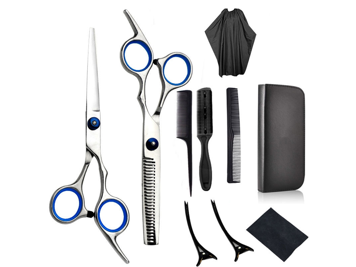 Tesoura de Corte de Cabelo Profissional para Homens e Mulheres Kit de Tesoura de Cabelo de 10 Peças para Corte de Cabelo JEDBESETZT