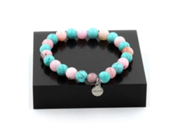Pulseira De Contas De Opala Rosa E Turquesa De 8 Mm Nostalgia88
