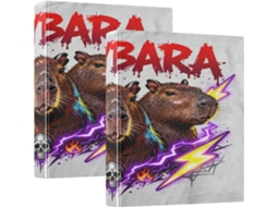 Três Pastas Escolares Fofas Com Estampa De Capivaras, De 3, 8cm 1-1 2 Polegada, Com 3 Argolas E Capa Bolso, Pacote Com 1 2