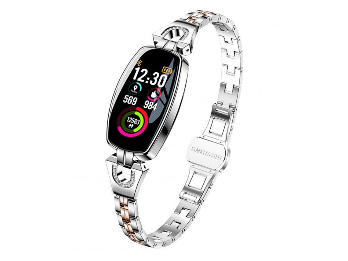 Smartwatch H8 Feminino Ip67 À Prova D'Água Monitor de Freqüência Cardíaca Bluetooth Fitness Femininos Prata