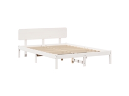 Conjunto 1 Estrutura De Cama De Madeira Vidaxl Branco Madeira De Pinho Maciça (150 X 200 Cm)