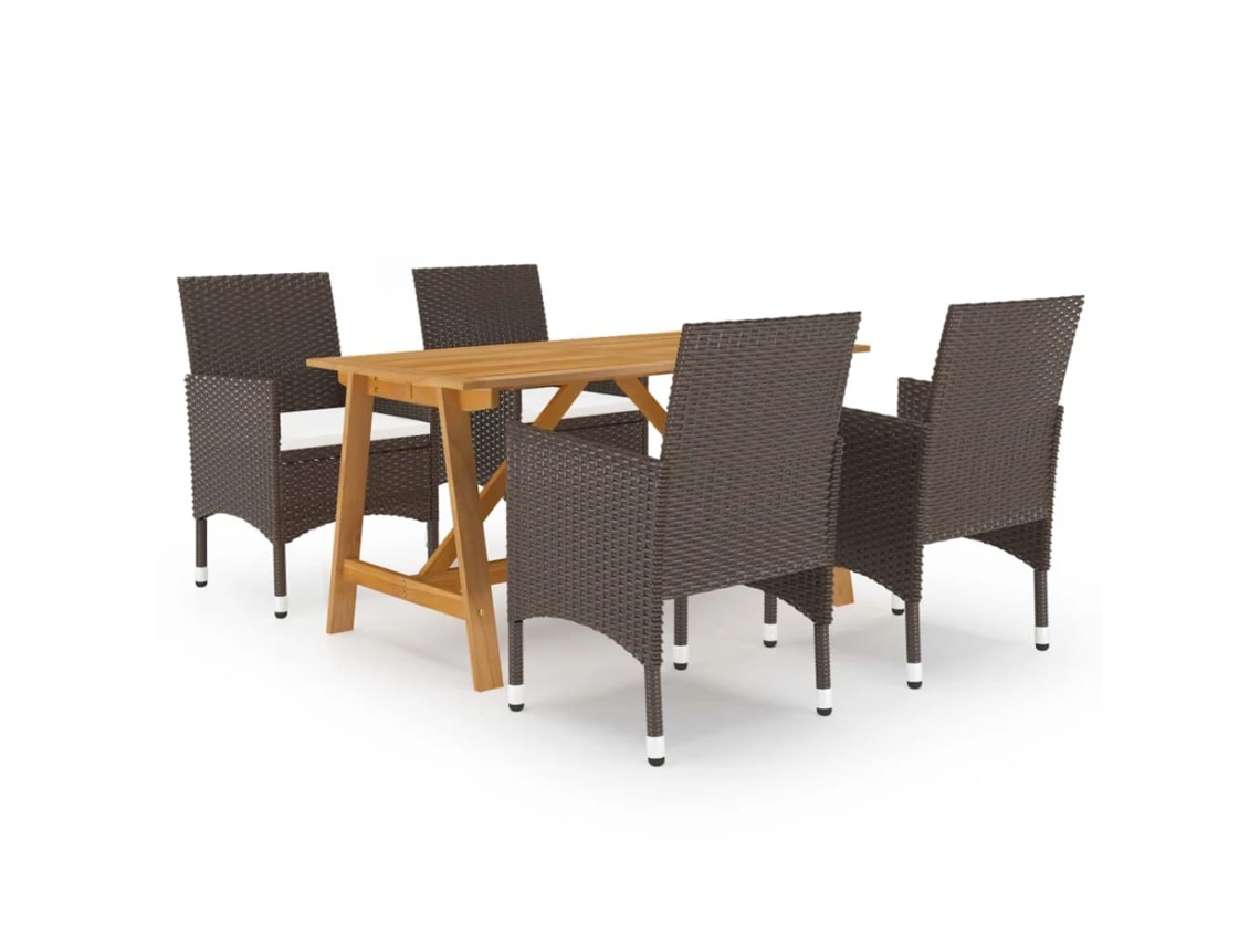 Vidaxl 5 Pcs Conjunto De Jantar Para Jardim Castanho
