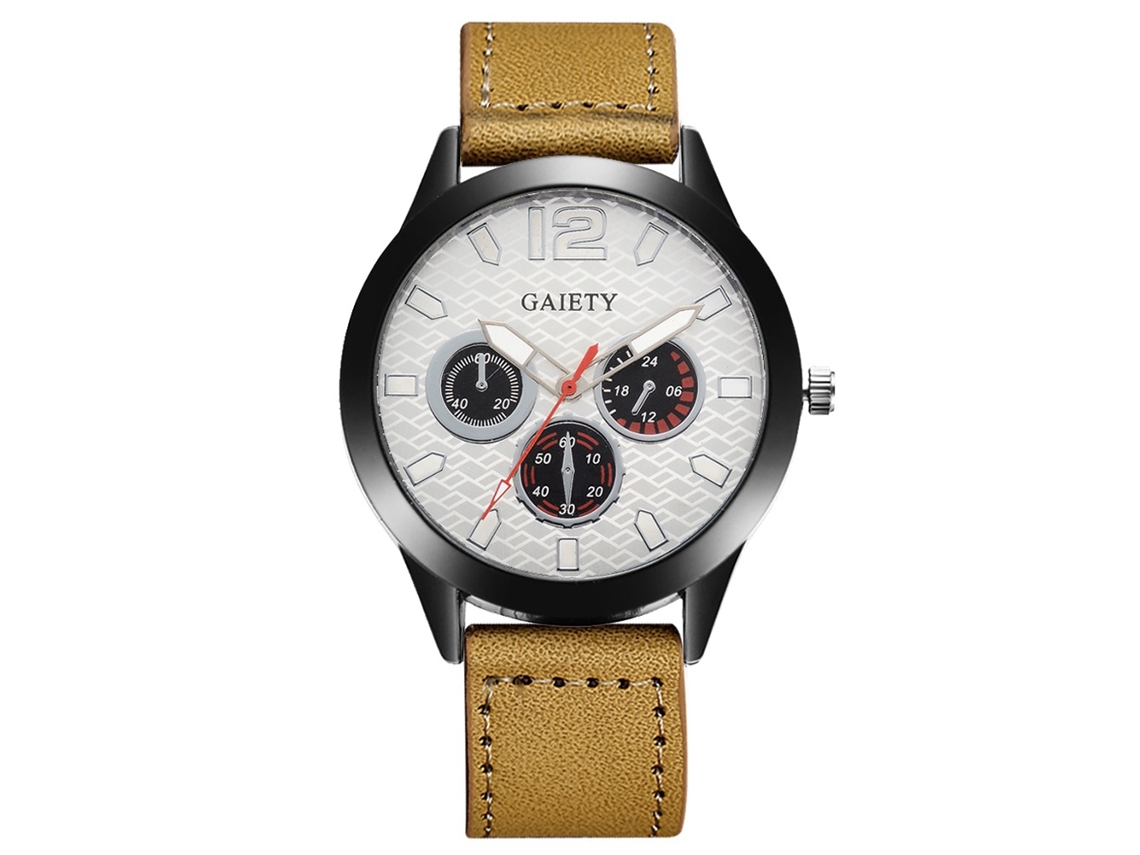 Reloj De Pulsera Analógico De Cuarzo Con Dial Redondo Y Correa De Pu Gaiety (beige)